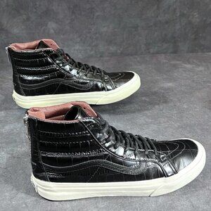 Vans Sk8-Hi Slim Zip "Croc Leather" Black Unisex Sneaker Men's 5.5 / Women's 7